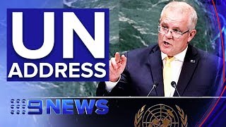 Scott Morrison defends climate change record in UN speech | Nine News Australia