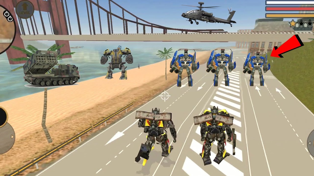 Vegas Crime Simulator (Transformer Fight on Roadside) Robot Car on Sea - Android Gameplay HD