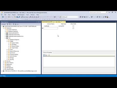 Creating a table in Microsoft SQL Server - using the GUI