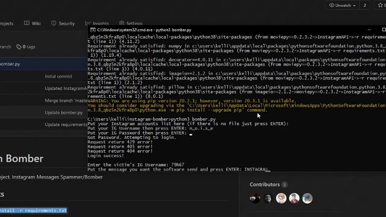 [FREE] Instagram Bomber/Spammer on GITHUB (v.2) - YouTube
