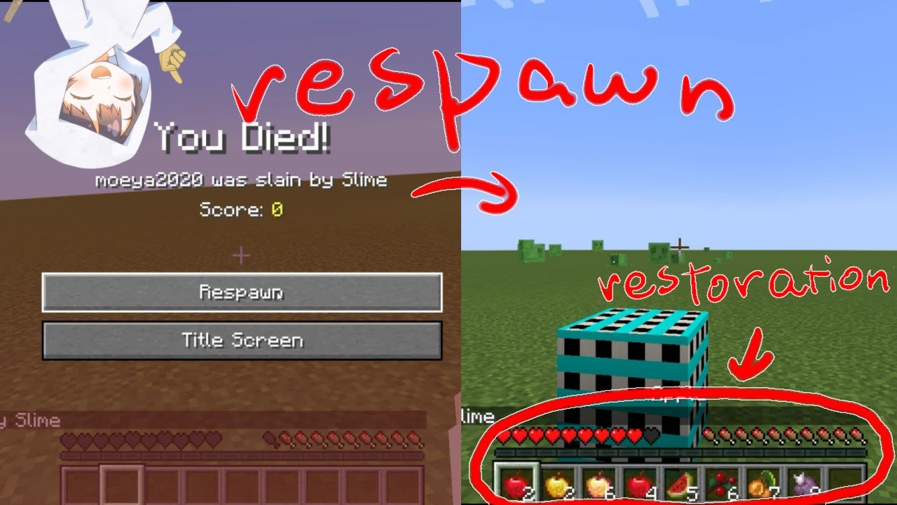 【マイクラ】/アイテムと体力が保存されるリスポーンブロック/Respawn block【Mcreator】 - YouTube