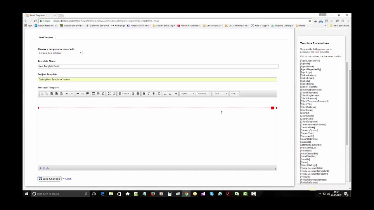 Email Templates on SchemeServe - Creating a new template