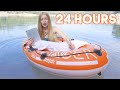 Surviving 24 HOURS Overnight ON A LAKE Challenge!