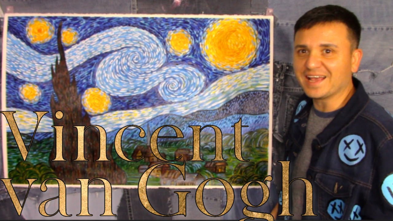 How to Draw and Paint Starry Night by Vincent van Gogh Step by Step