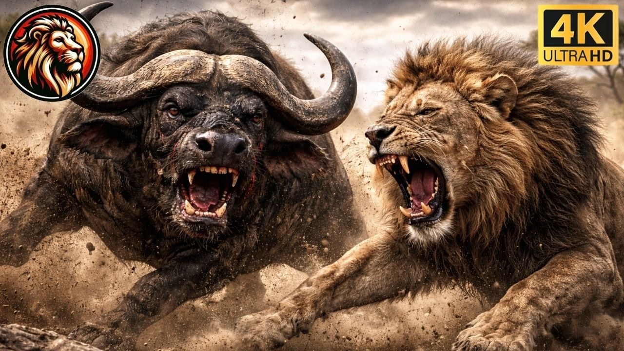 Cuando las hienas pensaron que la cría estaba acabada… el búfalo cafre contraatacó #animalessalvajes