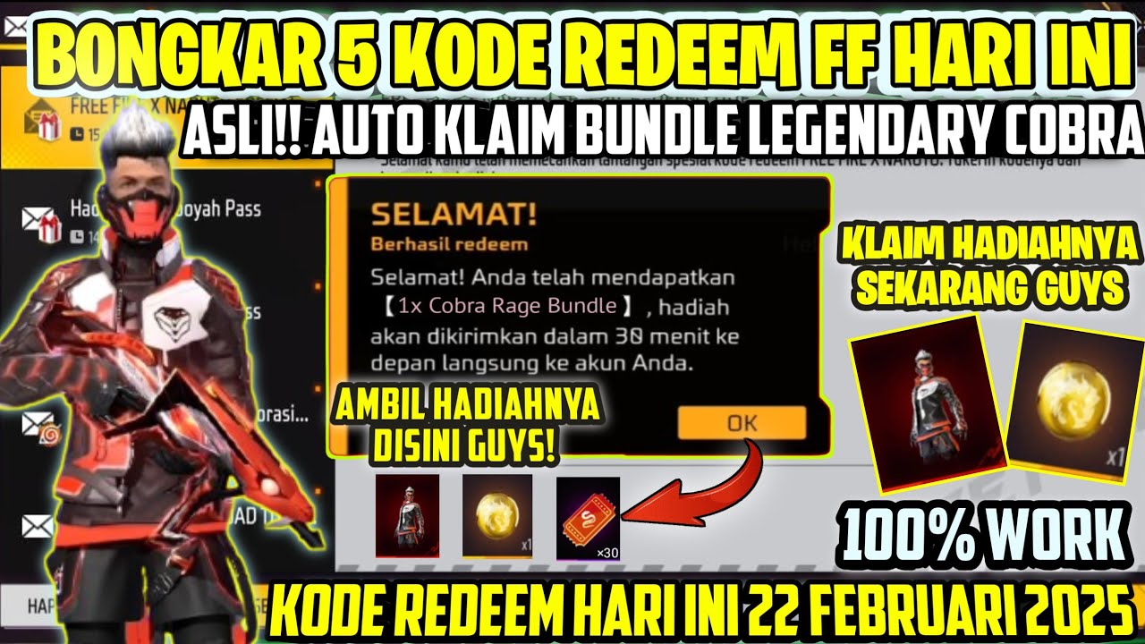 KODE REDEEM FF!! KODE Redeem FREE FIRE TERBARU 22 Februari 2025 HARI ...