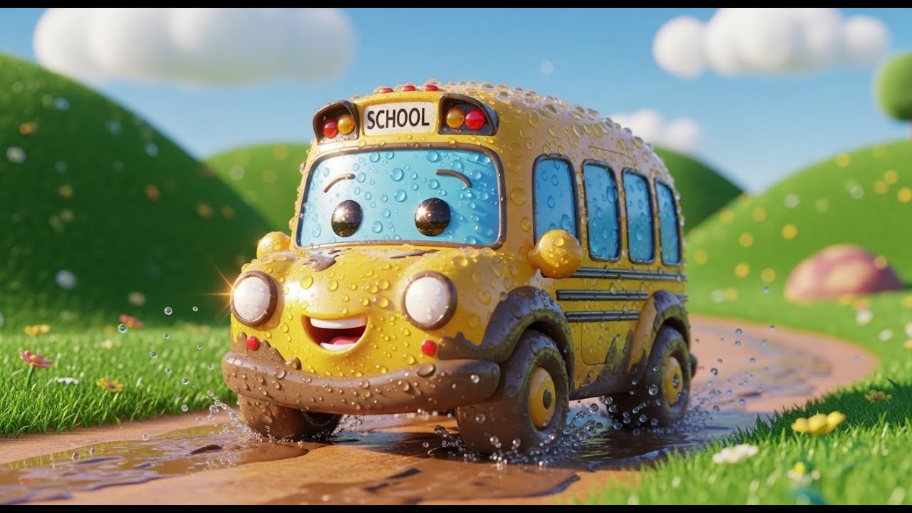 Muddy Toy School Bus in the Park | Fun Kids Nursery Rhymes