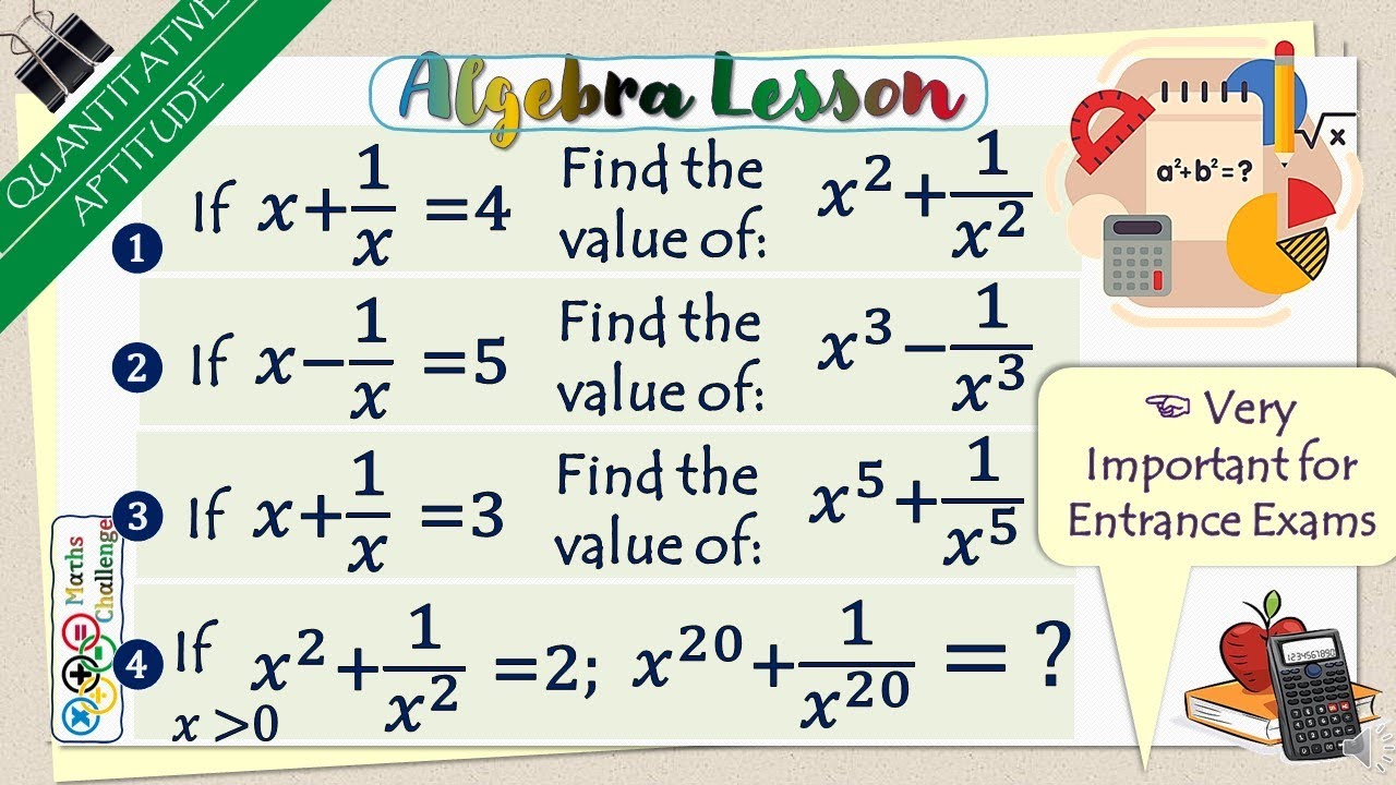 Algebra - Maths Lesson for Exams with list of Important Formula and ...