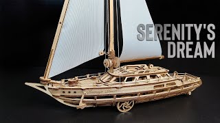 Assembled a Yacht Made of Wood Capable of Maneuvering | Mechanical Model Serenity's Dream Ugears