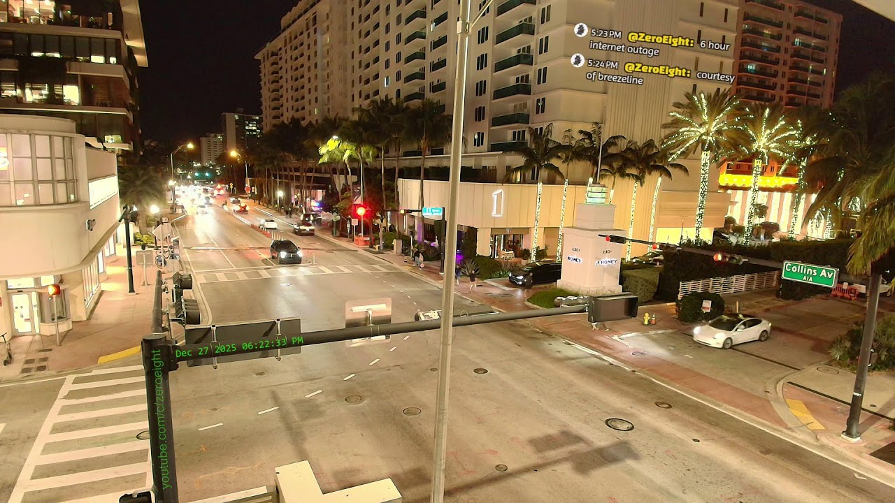 LIVE 4K South Beach, Miami Beach  24/7 Street Cam on Collins Ave