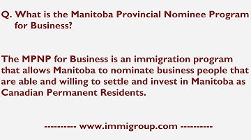 What is the Manitoba Provincial Nominee Program for Business?