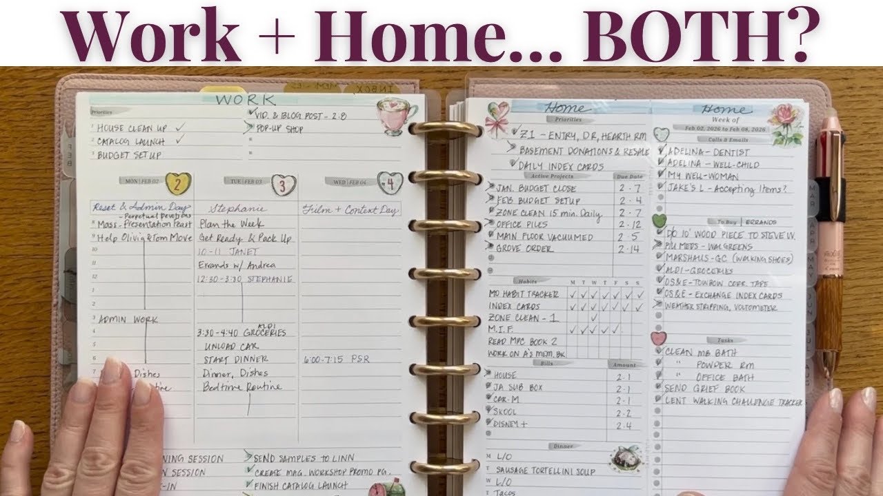 Как совместить работу и дом в одном ежедневнике | Перезагрузка в середине февраля + еженедельник 33