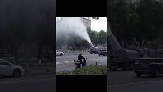 Dust suppression truck using a mist cannon in China #lofi #lofichill #china #pollutionreduction