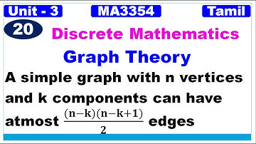 Graph Theory | A simple graph with n vertices and k components can have atmost (n-k)(n-k+1)/2 edges