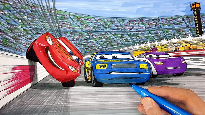 Draw CARS LIGHTNING McQUEEN squeezing through Floy...