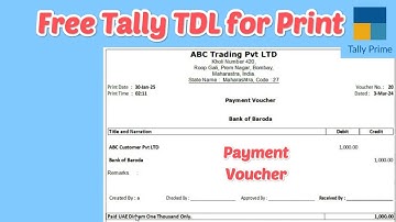 Free TallyPrime TDL for Payment Voucher Print Customization, Payment Voucher Print Customisation.