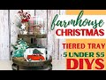 CHRISTMAS TIERED TRAY IDEAS | BEAUTIFUL FARMHOUSE HOLIDAY TIERED TRAY DIYS | 5 UNDER 5 DIY CHALLENGE