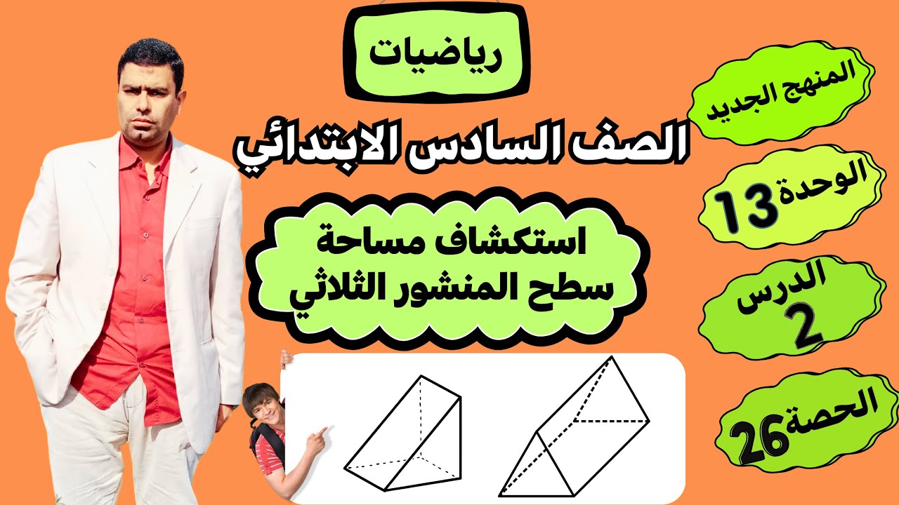 الوحدة13 الدرس2 استكشاف مساحة سطح المنشور الثلاثيIرياضيات الصف السادسIالترم الثاني#مستر_خالد_سعدة