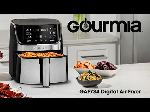 Gourmia 8 Qt Digital Air Fryer with 12-One Touch Presets, Stainless Steel,  Black, 13 in, New 