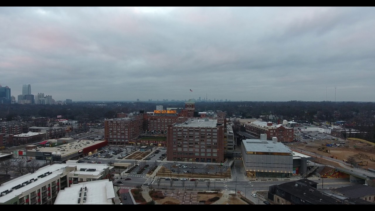 Ponce City Market Aerial from Old Fourth Ward Park Atlanta