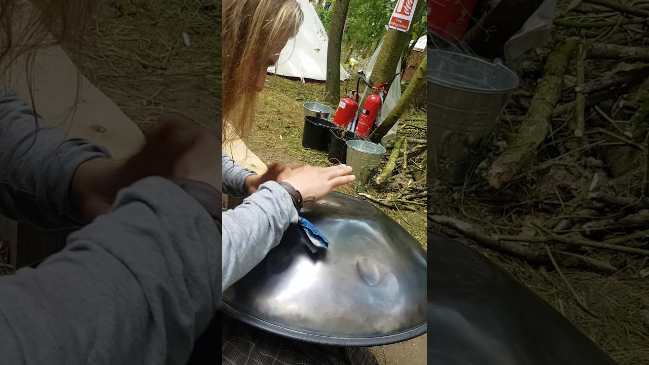 A 1st generation raw steel PeterPan Handpan Jam around the fire - fireside music