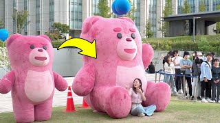 [PRANK]Giant pink bear Statue Prank | in Korea funniest reactions.