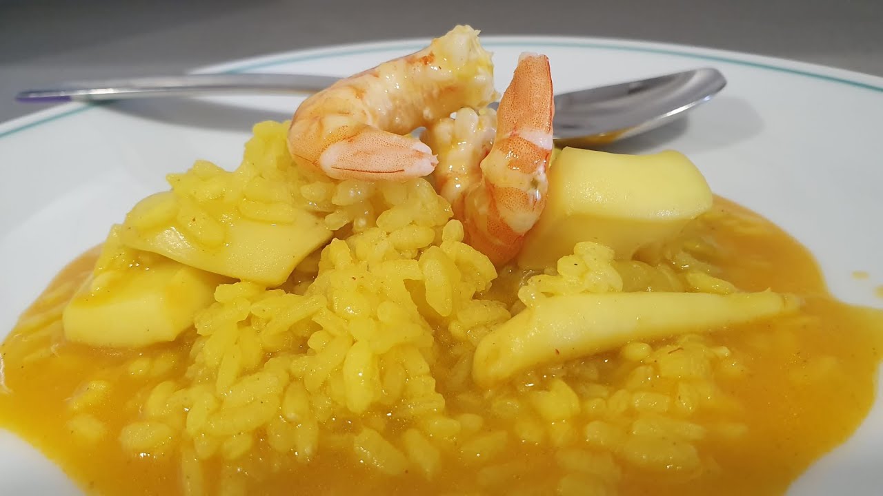 Risotto de calamares y langostinos con Thermomix