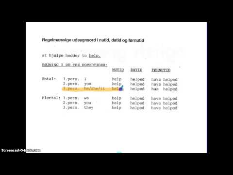 Engelsk - Regelmæssige udsagnsord i nutid, datid og førnutid
