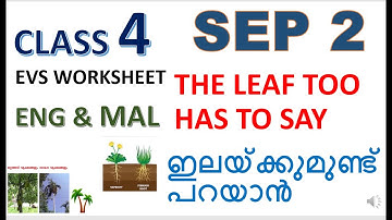 CLASS 4 EVS WORKSHEET/SEP 2/2021/THE LEAF TOO HAS TO SAY/ILAKKUMUND PARAYAN/ENG&MAL/EDUTEACHERKERALA