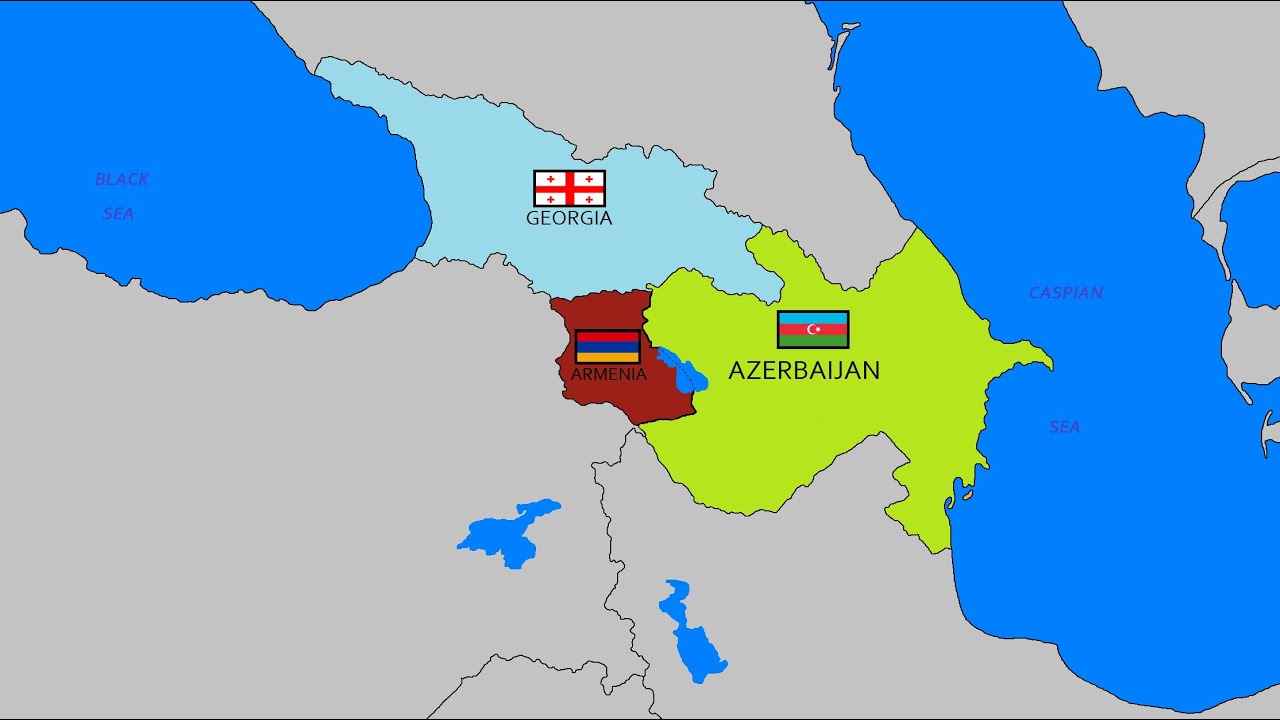 Map South Caucasus Georgia Azerbaijan and Armenia