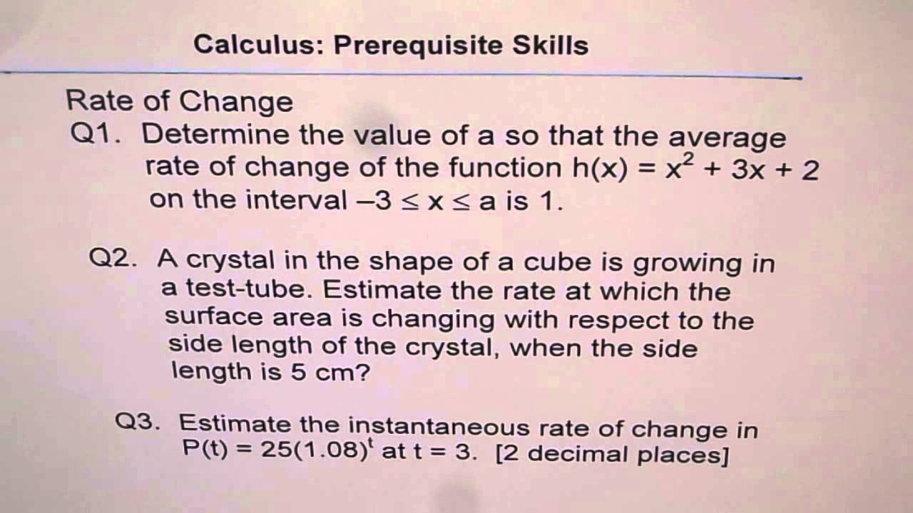 Rate of Change Practice Worksheet - YouTube