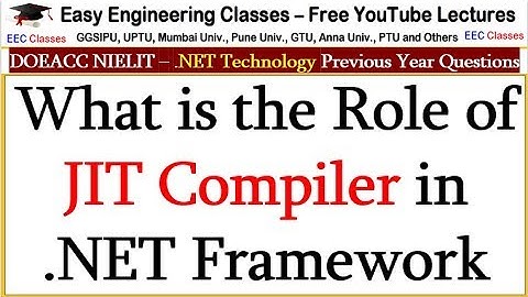 What is the Role of JIT Compiler in .NET Framework - .NET Technology Lectures
