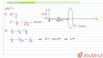 An object of height 1cm is set at angles to the opticalaxis of a double convexlens of optical po...