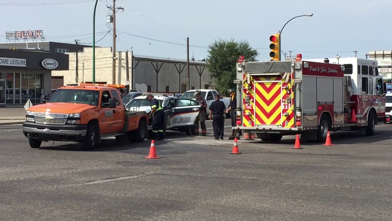 Police car involved in crash - YouTube