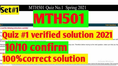 MTH501 :Quiz #1verified solution 2021|| set-1||maths by Zahfran