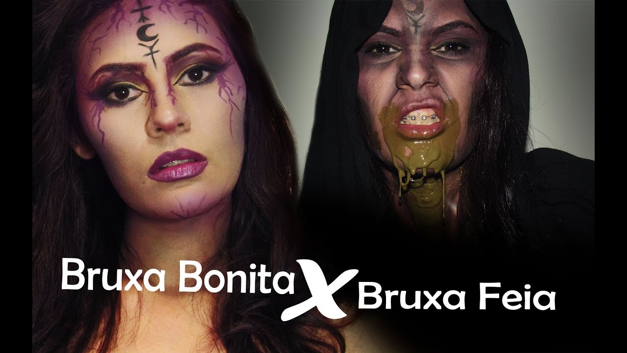 Maquiagem de bruxa bonita x bruxa feia - Pretty and ugly witch
