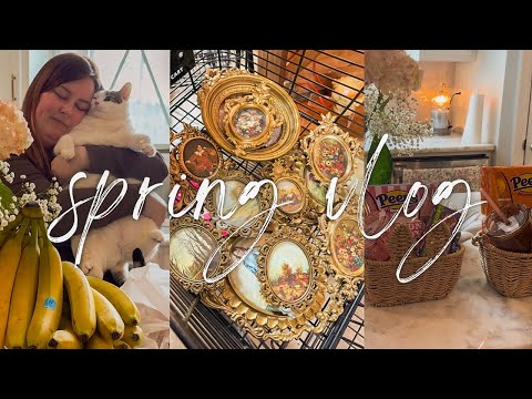 Spring vlog 🌷 Thrifting for vintage spring decor | Life & home updates + Easter basket ideas