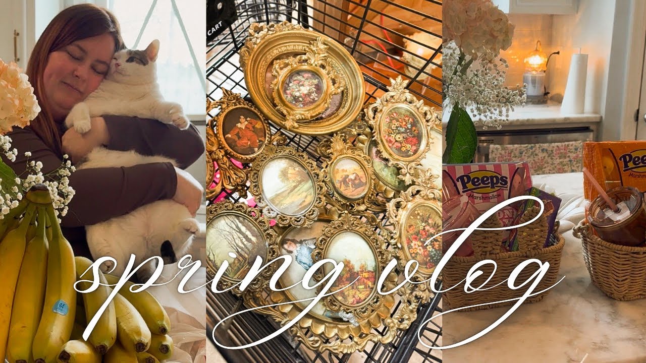 Spring Vlog 🌷 Thrifting for Vintage Spring Decor | Life & Home Updates + Easter Basket Ideas