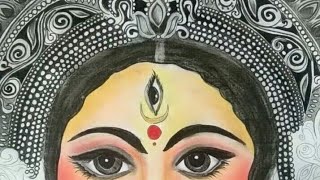 Maa durga sketch /soft pastels and color pencil screenshot 4