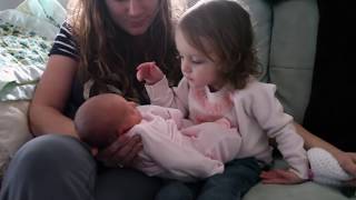 Two Year Old Meets Baby Sister for the First Time