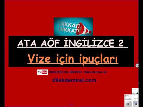 ATA AÖF İNGİLİZCE 2 VİZE İPUÇLARI