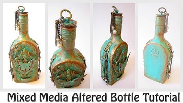 Mixed Media Altered Bottle Tutorial | How to Create Rust Effect? | Youtube Hop & Giveaway