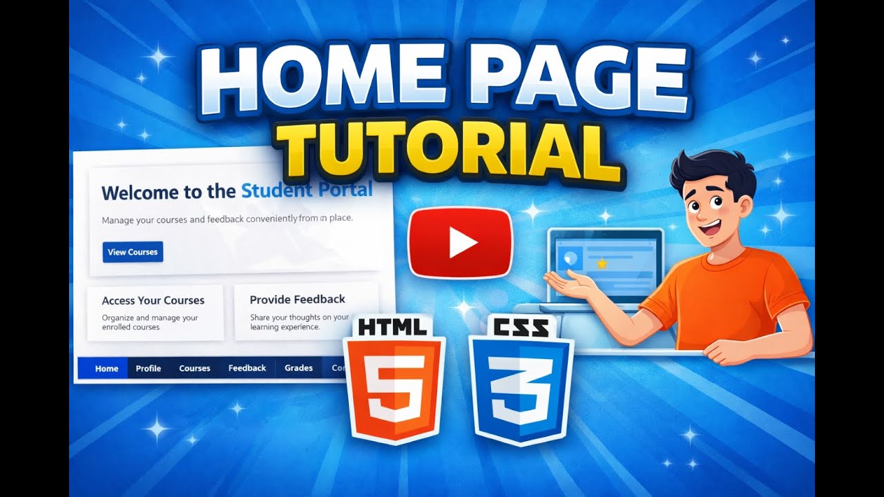Student Portal Website Home Page Using HTML & CSS | Responsive Design