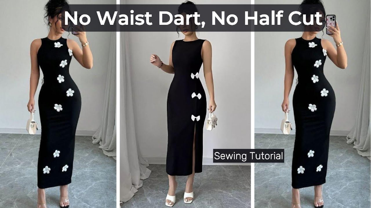 How to Cut & Sew a Fitted Basic Bodice Dress | Beginner Friendly | No Waist Dart, No Half Cut