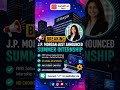 JP Morgan Summer Internship 2026 | JP Morgan Hiring Freshers 2026 #internship #freshersjobs #shorts