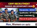 CRPF Recruitment 2026 🔥 9000+ Vacancy | 10th Pass Govt Job | Full Details & Apply Date #crpf #job