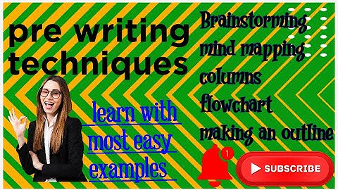 Pre writing techniques/ brainstorming/ mind mapping/ making an outline/ list / columns/ flowchart