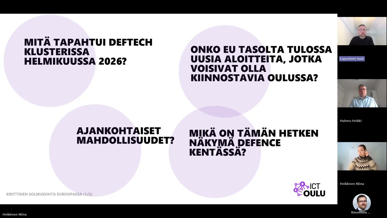 Deftech Klusterin ajankohtaiskatsaus helmikuu 2026