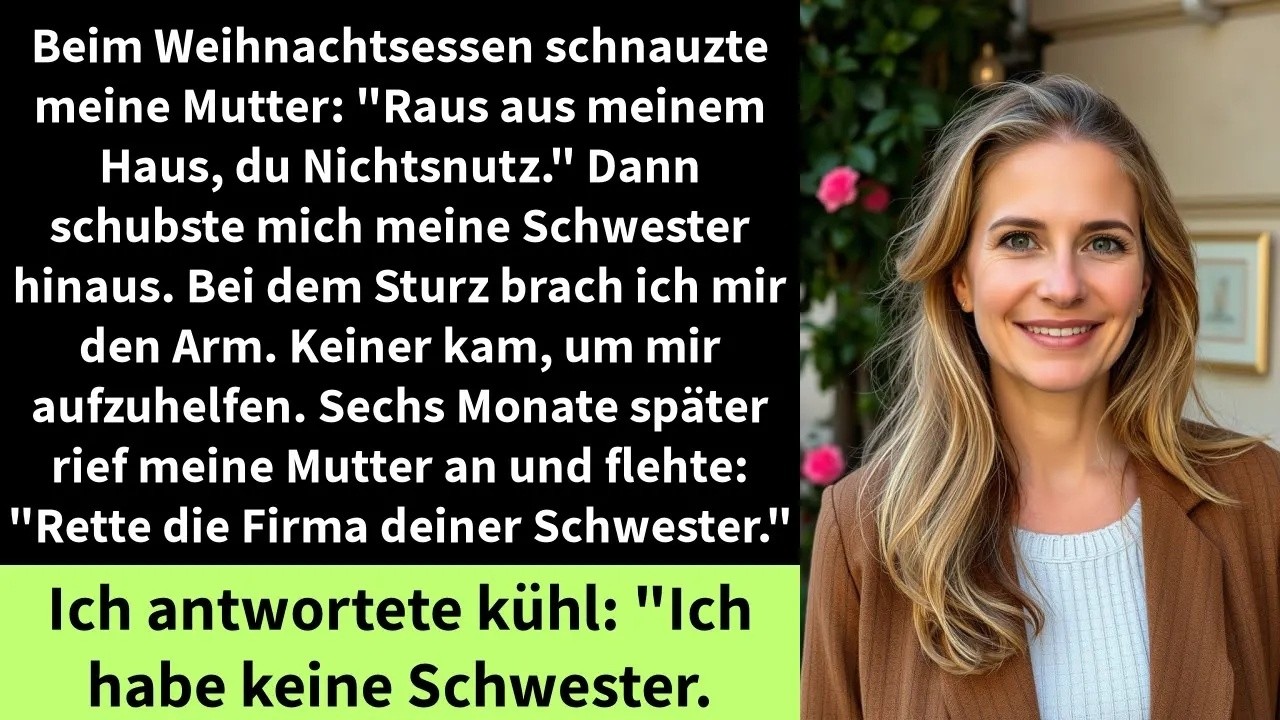 Beim Weihnachtsessen schnauzte meine Mutter： ＂Raus aus meinem Haus, du Nichtsnutz ＂