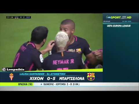 Sporting de Gijón vs FC Barcelona 0-5 All Goals and Highlights {24/9/2016}